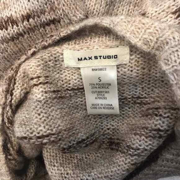 Max Studio Women’s Small Tan Brown Knit Sweater Crew Neck Long Sleeve Pullover - Picture 12 of 13